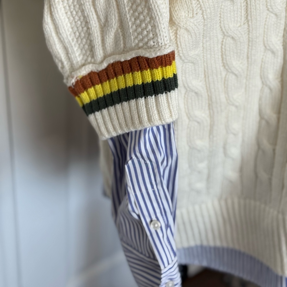 Anthropologie Maeve Collegiate V Neck Twofer Sweater NWT Size L - Picture 9 of 15